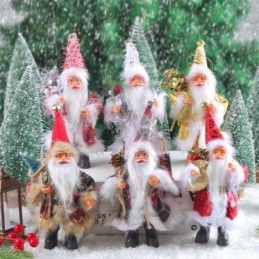 Seven inch standing Santa Claus Christmas tree ornament Christmas gift Christmas party doll decoration