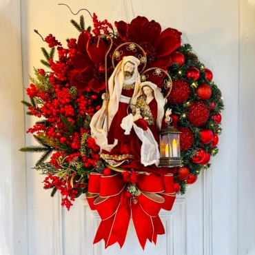 New Christmas decorations, scene decoration, props, Jesus Christmas wreath, door hanging