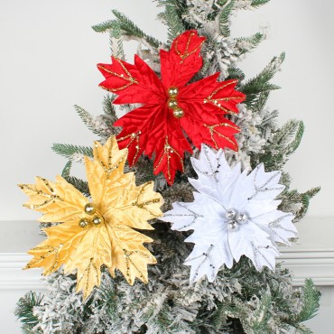 Christmas tree flower decorations with sequins and rods, DIY simulation flower decorations, wreath accessories