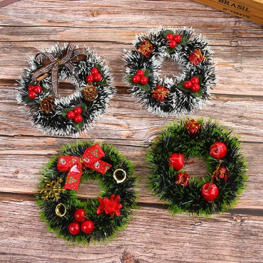 Christmas decorations 12cm Christmas wreath, rattan wreath, Christmas tree pendant mini wreath