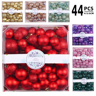 3/4/5cm Christmas Ball Set Wholesale 2023 Cross border Square Box Colored Ball Mall Christmas Tree Decorative Ball