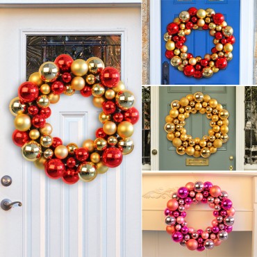 New Christmas ball decoration, colorful patchwork, bright light ball flower wreath wall hanging, hotel decoration, door hanging