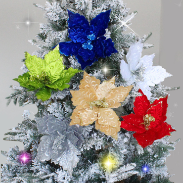 Multicolor Christmas Flower Insertion Branch Flower Christmas Tree Decoration Accessories Velvet Christmas Flower Decoration