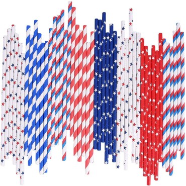 USA Patriotic Design American straw  Independence Day party supplies tableware paper straw