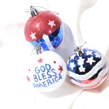 Holiday Decoration Plastic Ball For Fourth Of July Decoration Christmas Props Hand-Painted Ball Set