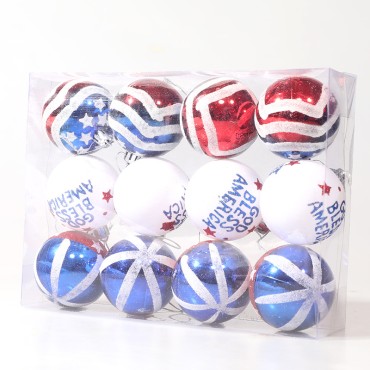 Holiday Decoration Plastic Ball For Fourth Of July Decoration Christmas Props Hand-Painted Ball Set