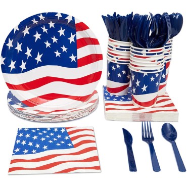 American Independence Day Paper cups plates napkin Party Accessories knives and forks Disposable Tableware sets