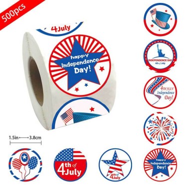 Hot Sale Independence Day Perforated Roll Sticker various 4th of July Sticker decoration