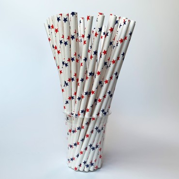 USA Patriotic Design American straw  Independence Day party supplies tableware paper straw