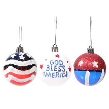 Holiday Decoration Plastic Ball For Fourth Of July Decoration Christmas Props Hand-Painted Ball Set