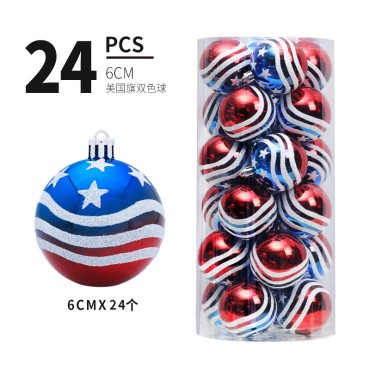 American Independence Day Decorations 6cm Painted Ball Flag Christmas Tree Ball Ornaments Pendant