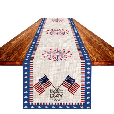 Wholesale New Design Independence Day Decorative Platemats Flax Oil-proof Stain-proof Beautiful Tablecloth for Party