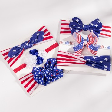 Independence Day Headband Three-piece set For Children Decorations rabbit ears butterfly Hairband