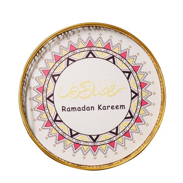 Eid cake tray Eid Ramadan craft decoration plate Iron storage tray ornaments painted tray festival