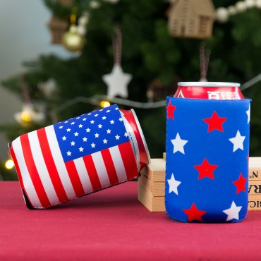 Factory Direct Independence Day Wine Bottle Cover Keep Warm Ring-pull can cover for Party Decor