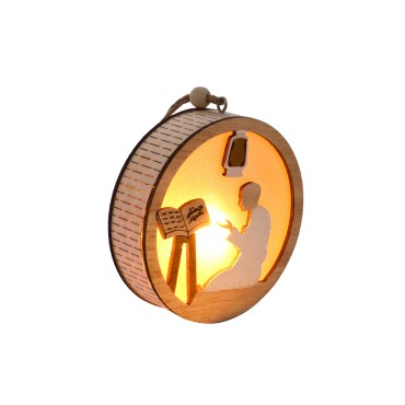 New Muslim 2023 Ramadan Festival Light Wooden Round LED Hanging Ornament Eid Mubarak Lamp