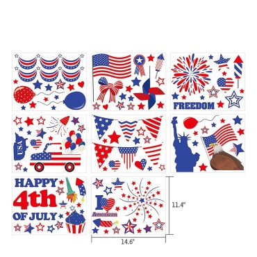 New Design Independence Day Electrostatic Adsorption Sticker US National flag Decorative Glass Sticker