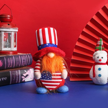 Independence Day Decorative Doll No-face Long Short Leg Kids Toy Cute Round Hat Old Dwarf Dolls Household Decorations