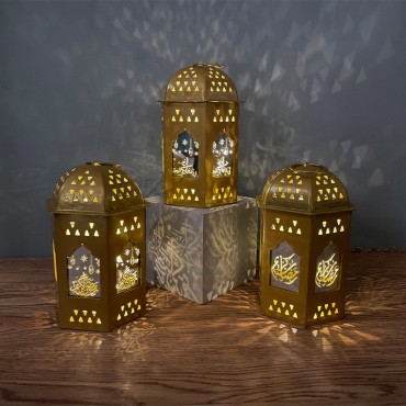 Lighting Decoration Ramadan Lamp Eid Iron Wind Lantern Craft Lantern Islamic led lamp Decorative lantern