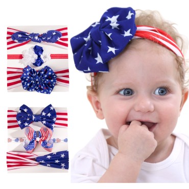 Independence Day Headband Three-piece set For Children Decorations rabbit ears butterfly Hairband