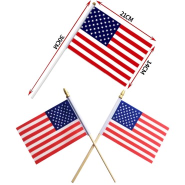 American Independence Day Exquisite Hand Signal Flag Wholesale Wooden Plastic Polyester flags