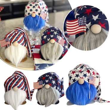 Wholesale Creative Independence Day doll Festival Home Decor Toy Beautiful Cute  No-face Old Dwarf Dolls Printing American Flag