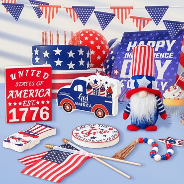 Party Supplies Beautiful Tray Layered Decorations set wooden Ornaments for Independence Day Party