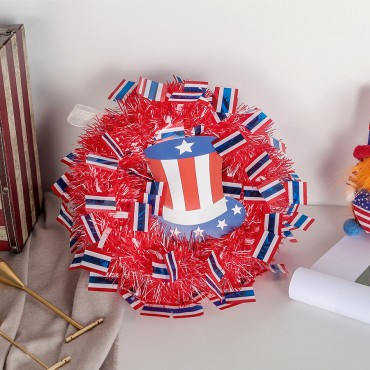 Wholesale Independence Day Party Beautiful Wreath Ornaments Iron Wire Ring Hanging on the Door Garland for Festival party