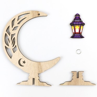 Eid Mubarak Party  wooden lantern craft  Ornaments  Eid Festival Muslims Islamic Wooden moon Table Decoration