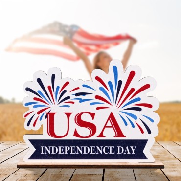 New Fourth Of July Wooden Display Home Scene Independence Day Decoration Table Wood Ornaments