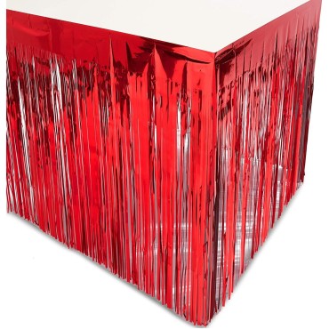 Red White Blue Metallic Plastic Fringe Table Skirt Independence Day Home Decoration for Party decor