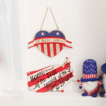 Wholesale USA Independence Day Decoration 28.5cm American National flag Wooden Hanging decorations