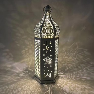 Eid Festival Storm Lantern Hang Led Lamp Decorative Ramadan Iron Ornaments