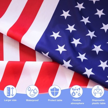 Wholesale Elegant Independence Day tablecloth Disposable Long Theme Tablecloth Decorations with American flag