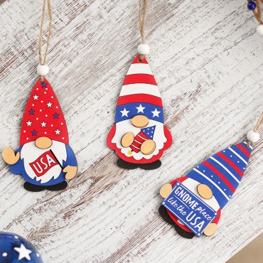 Independence Day Wooden Hanging Pendant American Flags Faceless Old Man Wooden Pendant 4th of July supplies