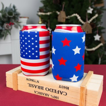 Factory Direct Independence Day Wine Bottle Cover Keep Warm Ring-pull can cover for Party Decor