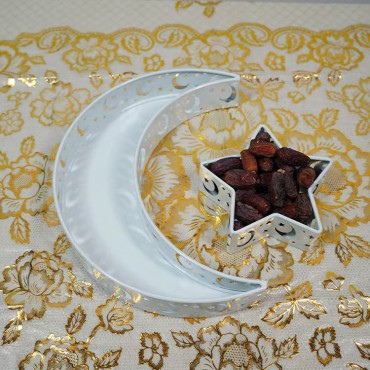 Hot Selling Ramadan Muslim Eid Mubarak Tray Iron Moon Star Eid Mubarak Party Supplies Decorations Table Snacks Ornaments