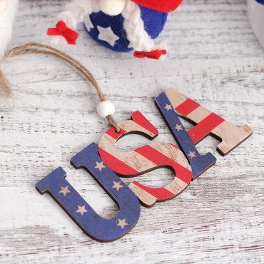 Hot sell Independence Day Hanging Decorations for 4th Of July Party Wooden Hanging Tags Ornaments