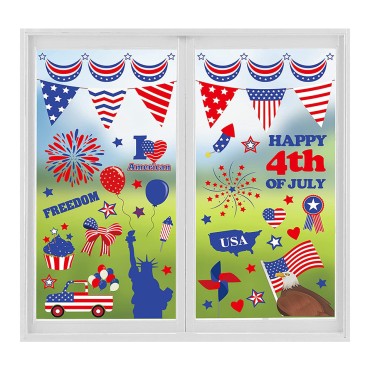 New Design Independence Day Electrostatic Adsorption Sticker US National flag Decorative Glass Sticker