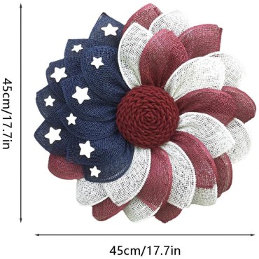 Decoration Independence Day Wreath Hanging on Door American National Flag Red White Blue Star Garland