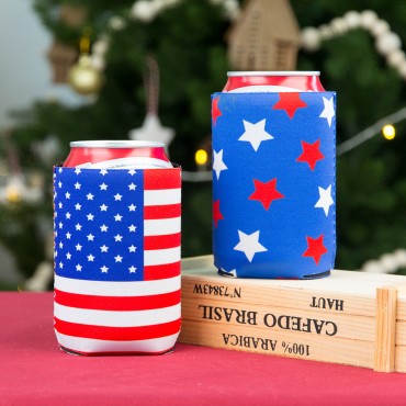 Factory Direct Independence Day Wine Bottle Cover Keep Warm Ring-pull can cover for Party Decor