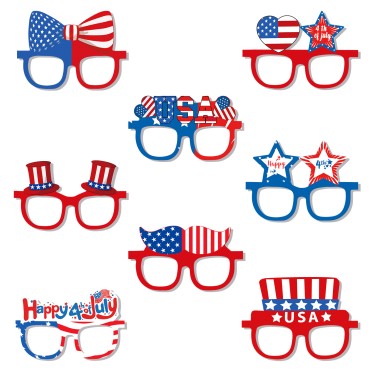 Independence Day Theme Party Decor  Blue and Red Glasses Holiday Supplies for 4th of July Decoration Prop