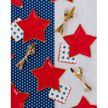 Blue red American Independence Day 4th of July Party Decoration USA Party Supplies star paper plate cup napkin