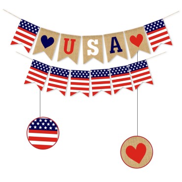 USA Independence Day Party Banners USA Holiday Pull Flag Hangers For Indoor And Outdoor Decoration