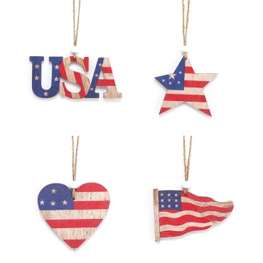 Hot sell Independence Day Hanging Decorations for 4th Of July Party Wooden Hanging Tags Ornaments