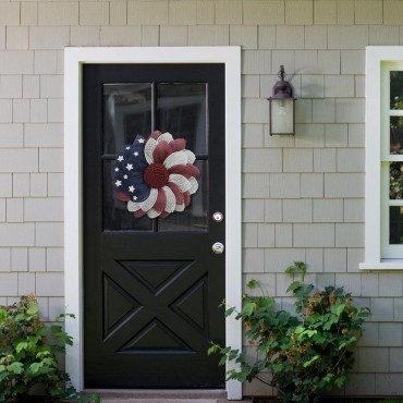 Decoration Independence Day Wreath Hanging on Door American National Flag Red White Blue Star Garland