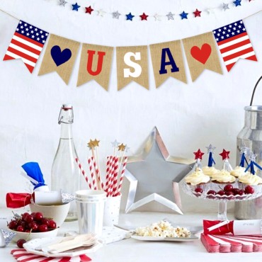 USA Independence Day Party Banners USA Holiday Pull Flag Hangers For Indoor And Outdoor Decoration