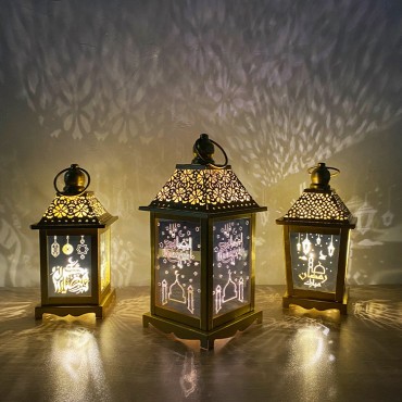 Ramadan EID Iron Wind Lantern Greeting islamic Festival supplies Celebration Eid Mubarak table lamp