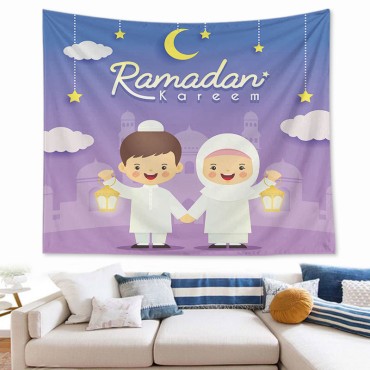 73*95cm Ramadan thin Background Decoration Eid Mubarak Decoration Islamic Muslim Party Wall Tapestry Cloth