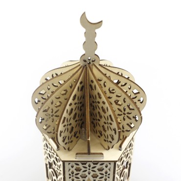 DIY Muslim Ramadan Kreem Party Supplies Eid Mubarak Wooden Palace Lamp Islamic Party Decoration Desktop Ornament Light